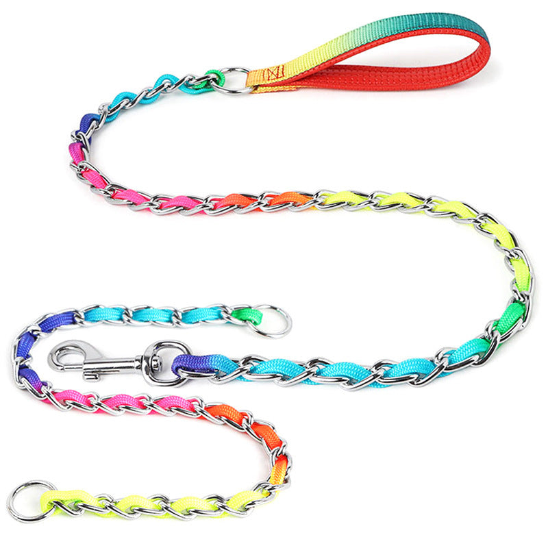 Medium Small Dog Rainbow Dog Chain Metal Dog Leash