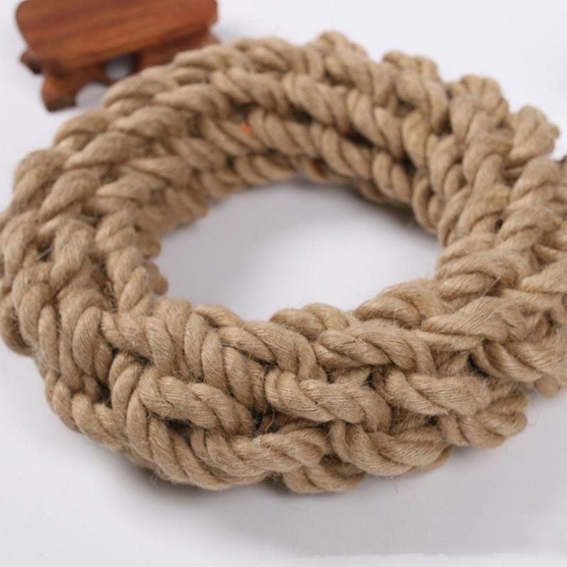 Bite-resistant Hemp Rope Dog Toy, Ring Dog Leash Circle Toy