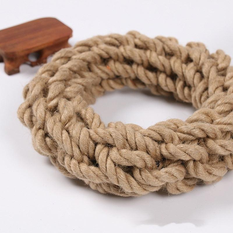 Bite-resistant Hemp Rope Dog Toy, Ring Dog Leash Circle Toy
