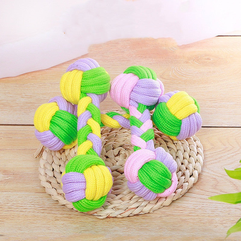 Candy Color Cotton Rope Toy, Dumbbell Cotton Rope Dog Toy