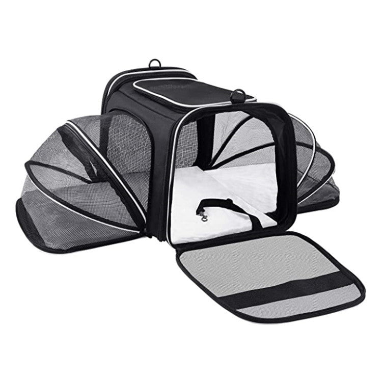 Airline Approved Expandable Foldable Soft Dog Carrier Opened Doors Reflective Travel Bag