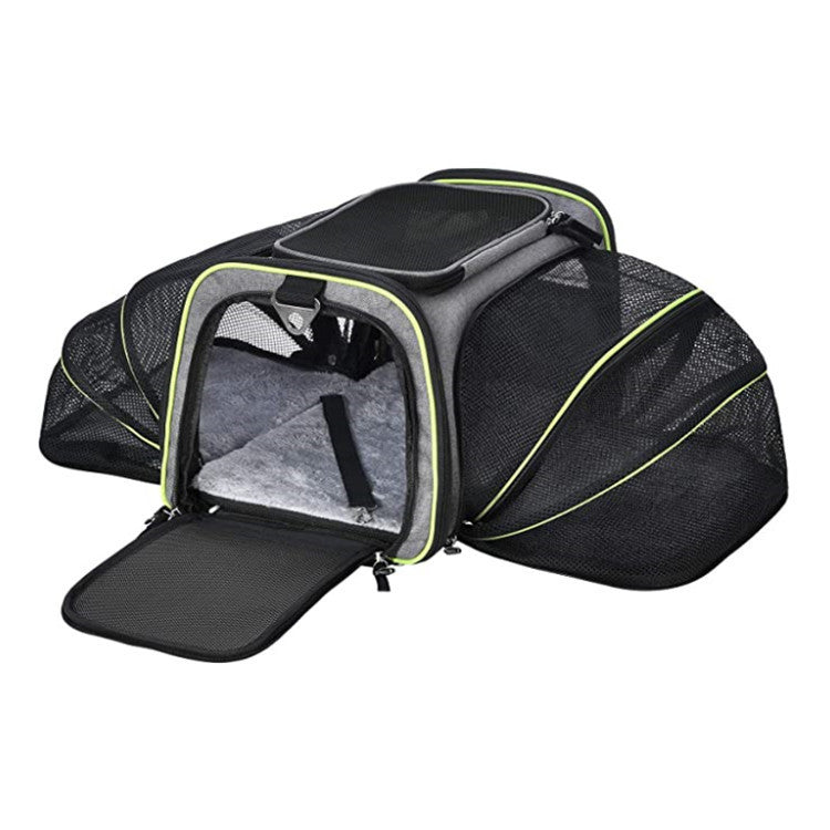 Airline Approved Expandable Foldable Soft Dog Carrier Opened Doors Reflective Travel Bag