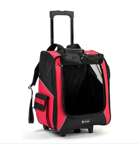 Pet Wheel Carrier Portable Dog Strollers, Backpack Breathable Roller Luggage Car Travel Transport Bag