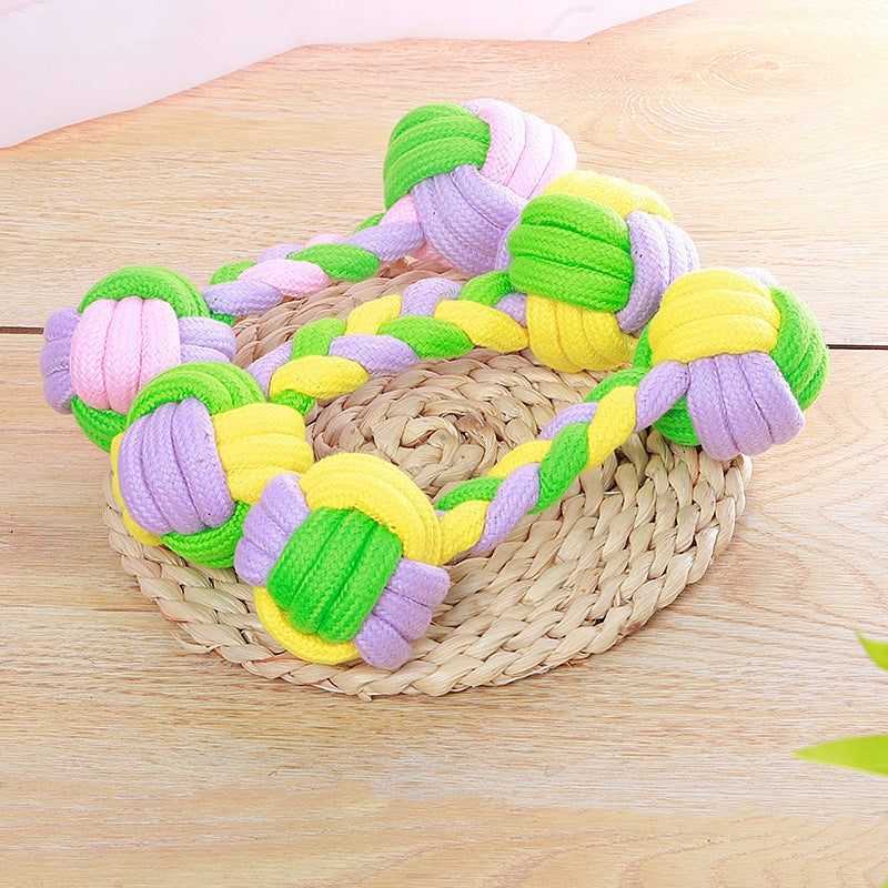 Candy Color Cotton Rope Toy, Dumbbell Cotton Rope Dog Toy