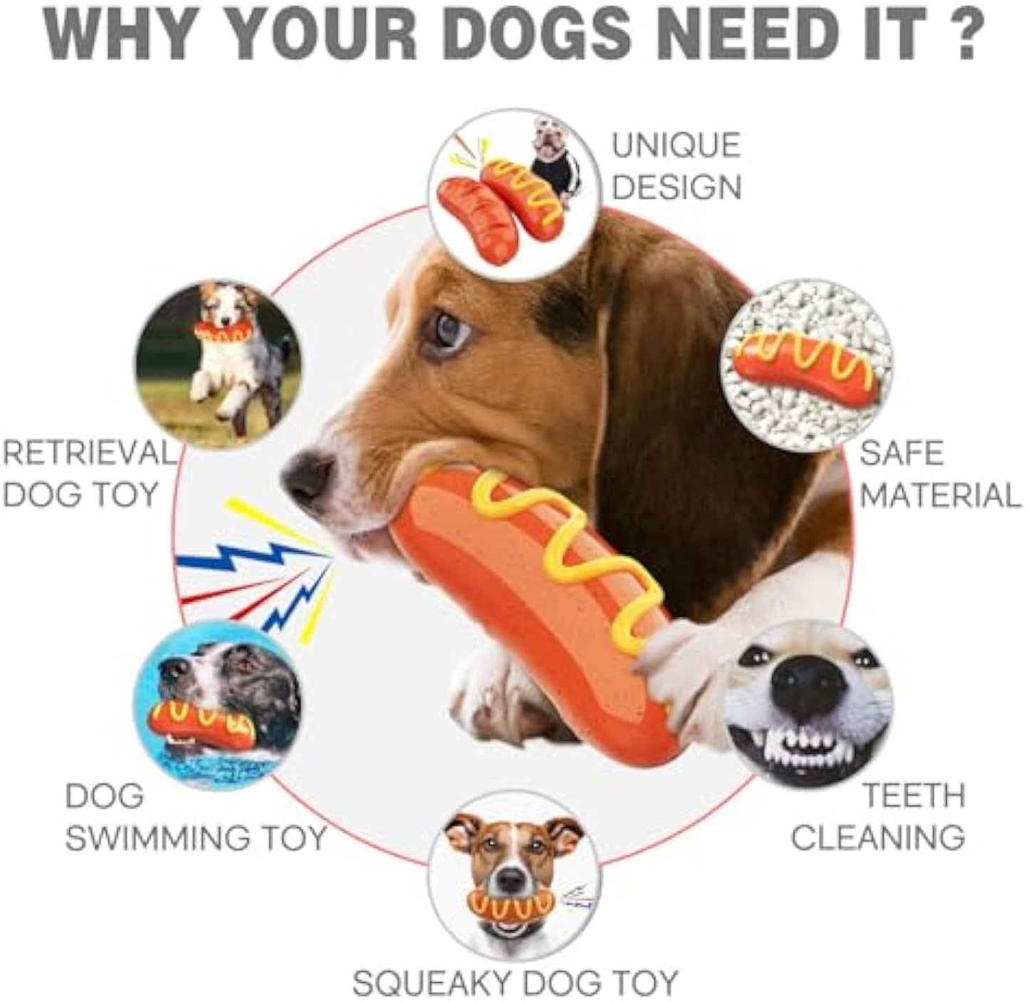 Durable Indestructible Dog Chew Toys For Aggressive Chewers, Super Tough Dog Chew Toys, Hard Rubber Dog Toys