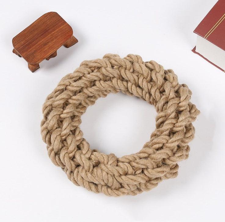 Bite-resistant Hemp Rope Dog Toy, Ring Dog Leash Circle Toy