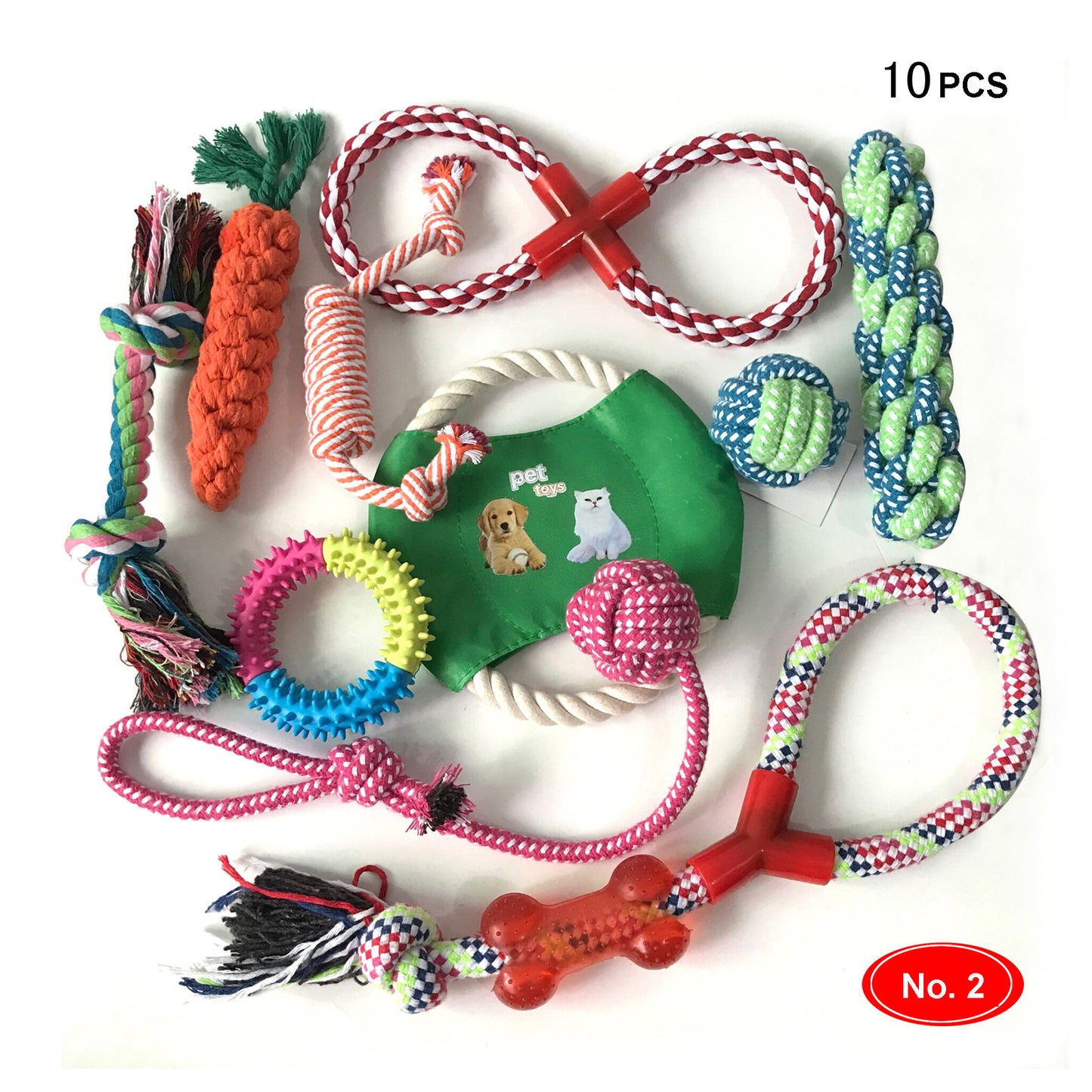 Dog cotton rope nibble toy set