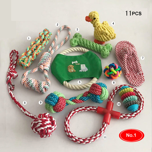 Dog cotton rope nibble toy set