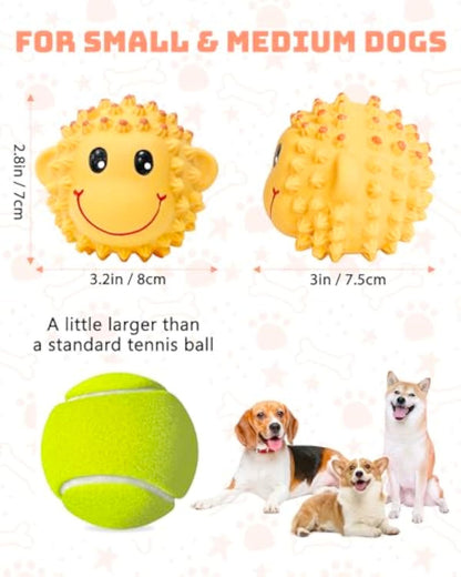 Squeaky Dog Toys Interactive Latex Squeak Fetch Play Animal Balls Spiky Soft Rubber Puppy Teeth Clean Pet Toy For Small Medium Dogs