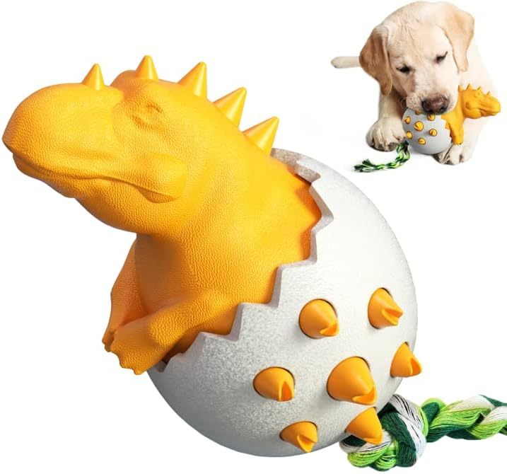 Dog Teething Toy, Durable Rubber Chew Dog Toy, Dog Fetch Toy With Rope - Pooch2Spoil