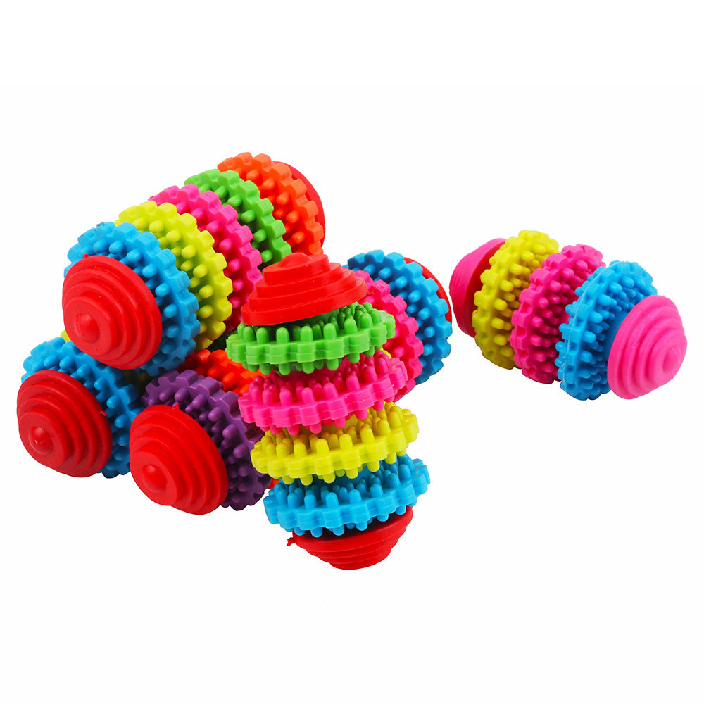 Dog Toy Ball Rubber Gear Colorful Swivel