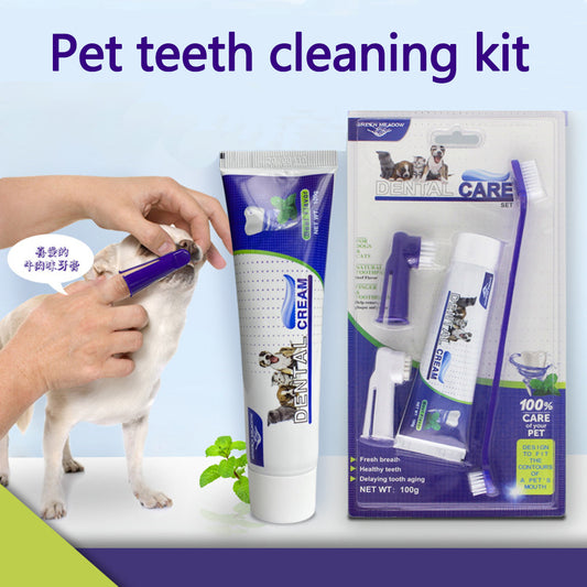 Pet Dog Beef Flavor Toothpaste Toothbrush Set Oral Cleaning