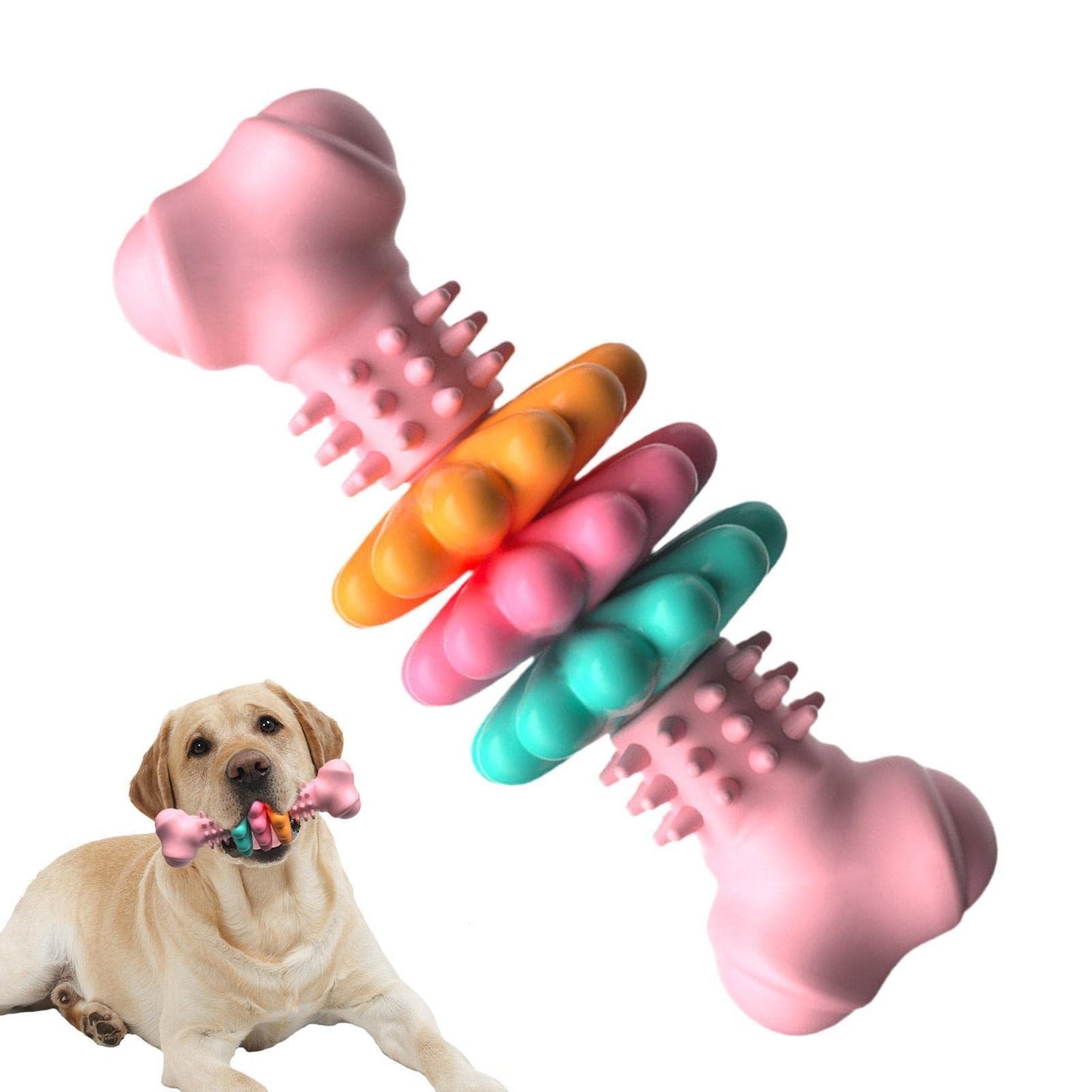 Dog Chew Toy, Dog Bone Type Teeth Cleaning Toy, Indestructible TPR Bone Chewing Bite Resistant Teething Toy