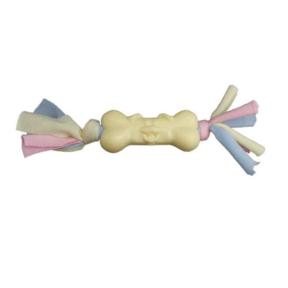 TPR Dog Bone Cotton Cloth Strips Molar Teeth Relief Toys