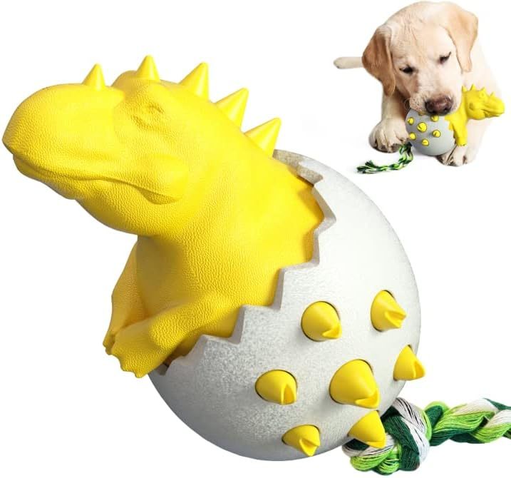 Dog Teething Toy, Durable Rubber Chew Dog Toy, Dog Fetch Toy With Rope - Pooch2Spoil