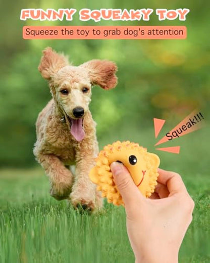 Squeaky Dog Toys Interactive Latex Squeak Fetch Play Animal Balls Spiky Soft Rubber Puppy Teeth Clean Pet Toy For Small Medium Dogs