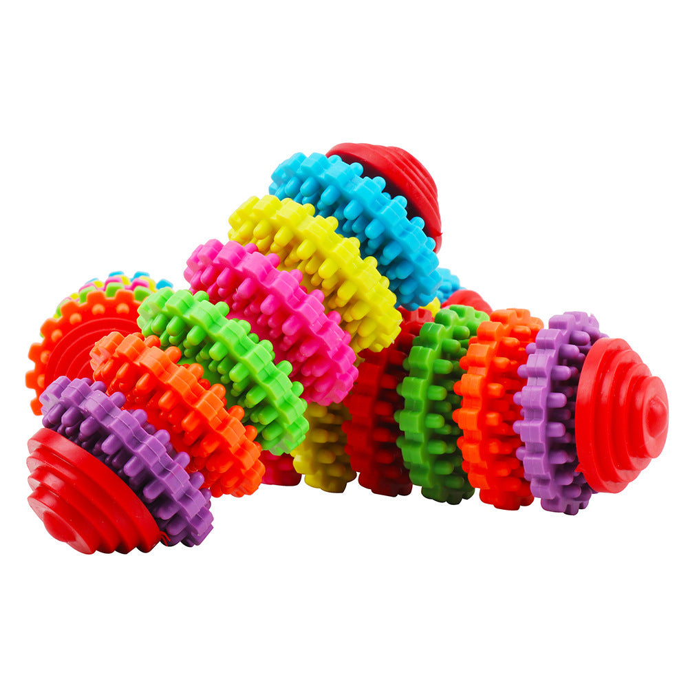 Dog Toy Ball Rubber Gear Colorful Swivel