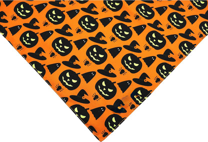 Halloween Dog Bandanas, Pumpkin And Spider Web Bibs Triangle Reversible Fall Dog Scarf