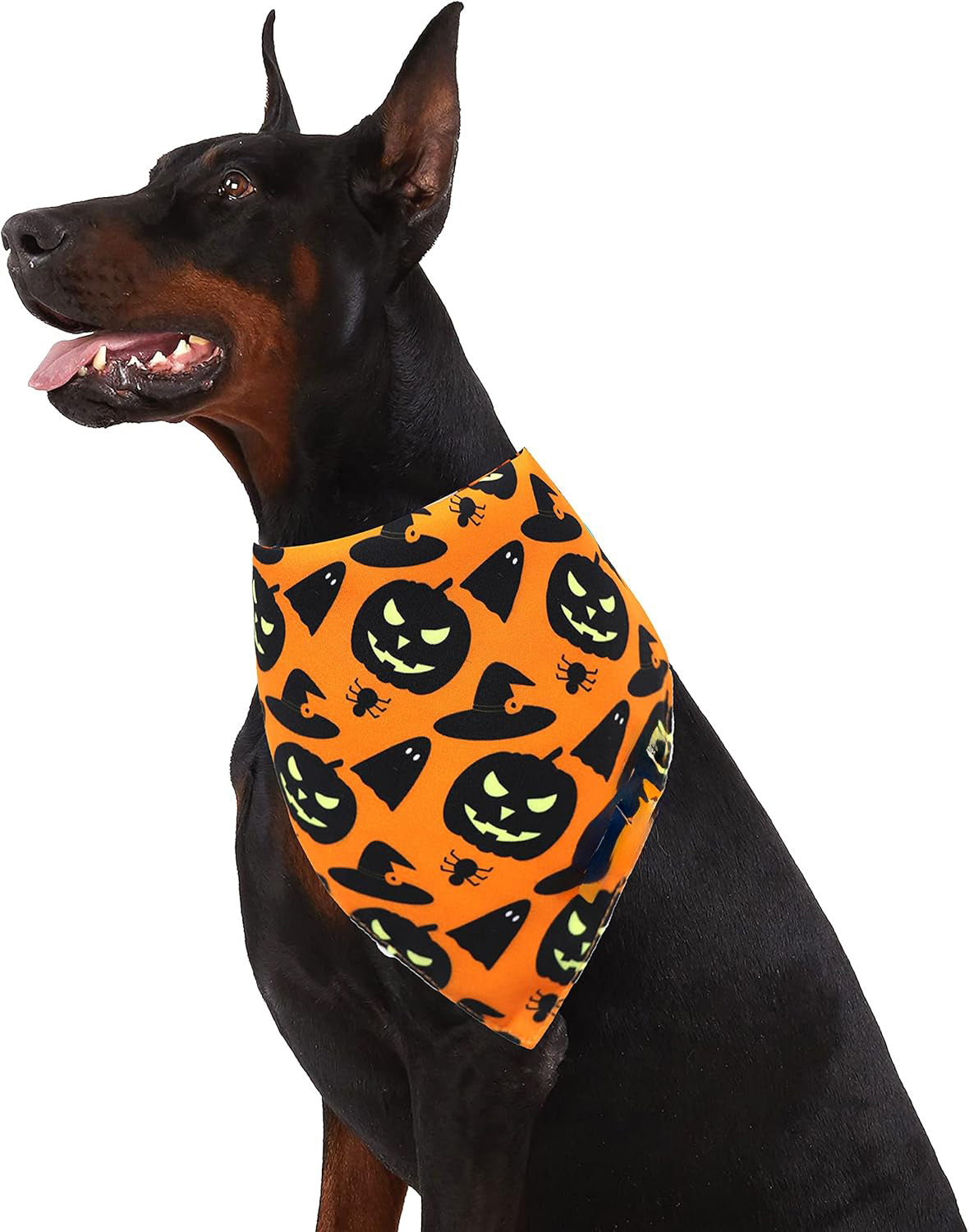 Halloween Dog Bandanas, Pumpkin And Spider Web Bibs Triangle Reversible Fall Dog Scarf